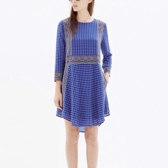 Madewell Silk Tee Dress in Ascot Grid - Picture 6 of 6